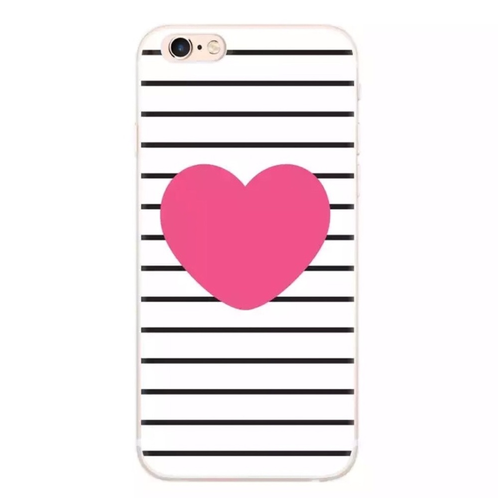 💜 Iphone 7/8 Plus Heart Stripes Case Cover Skin